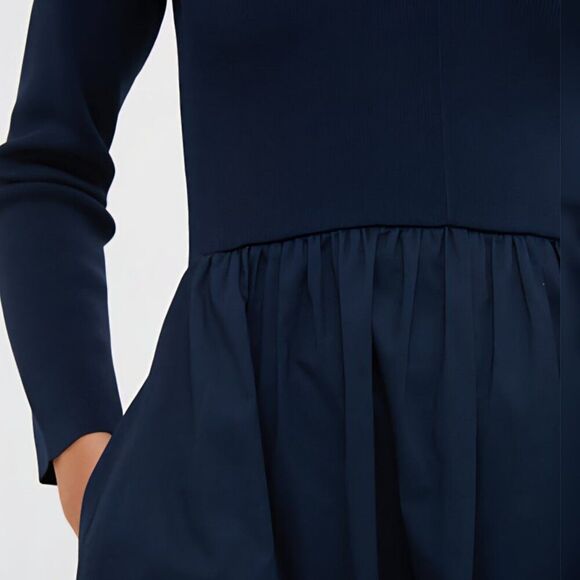 New Tuckernuck - L Navy Clea Maxi Dress Long Sleeves $228 - Picture 6 of 11